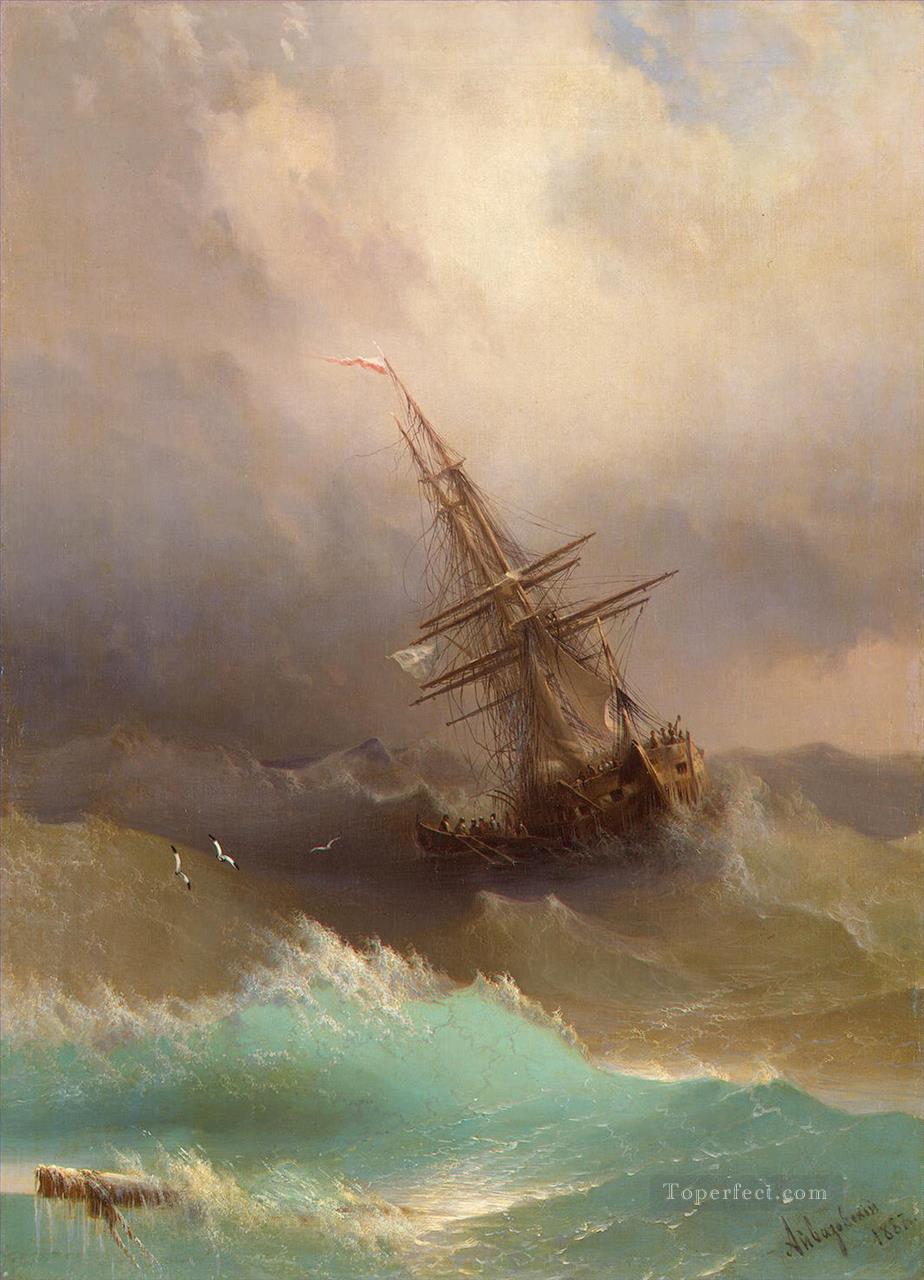 Ivan Aivazovsky ship in the stormy sea Seascape Oil Paintings